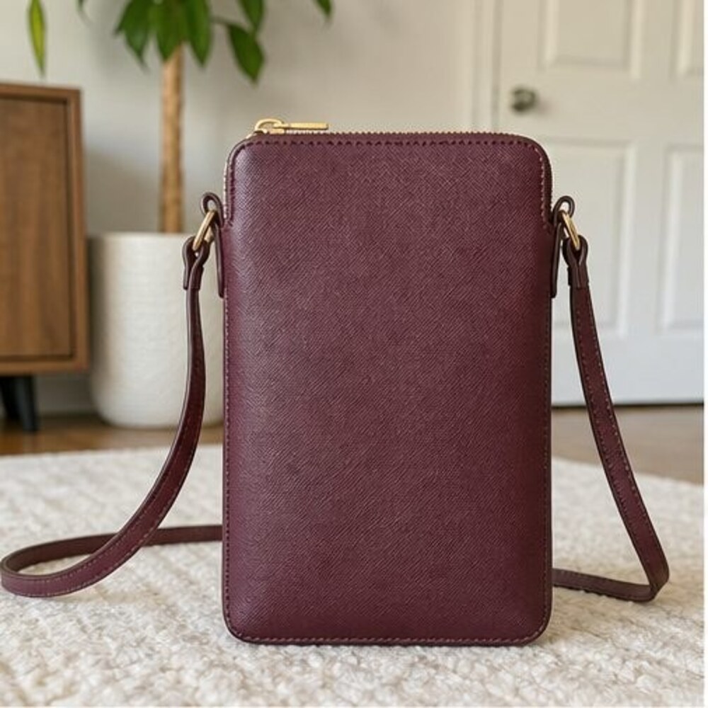 Burgundy Saffiano Crossbody Bag